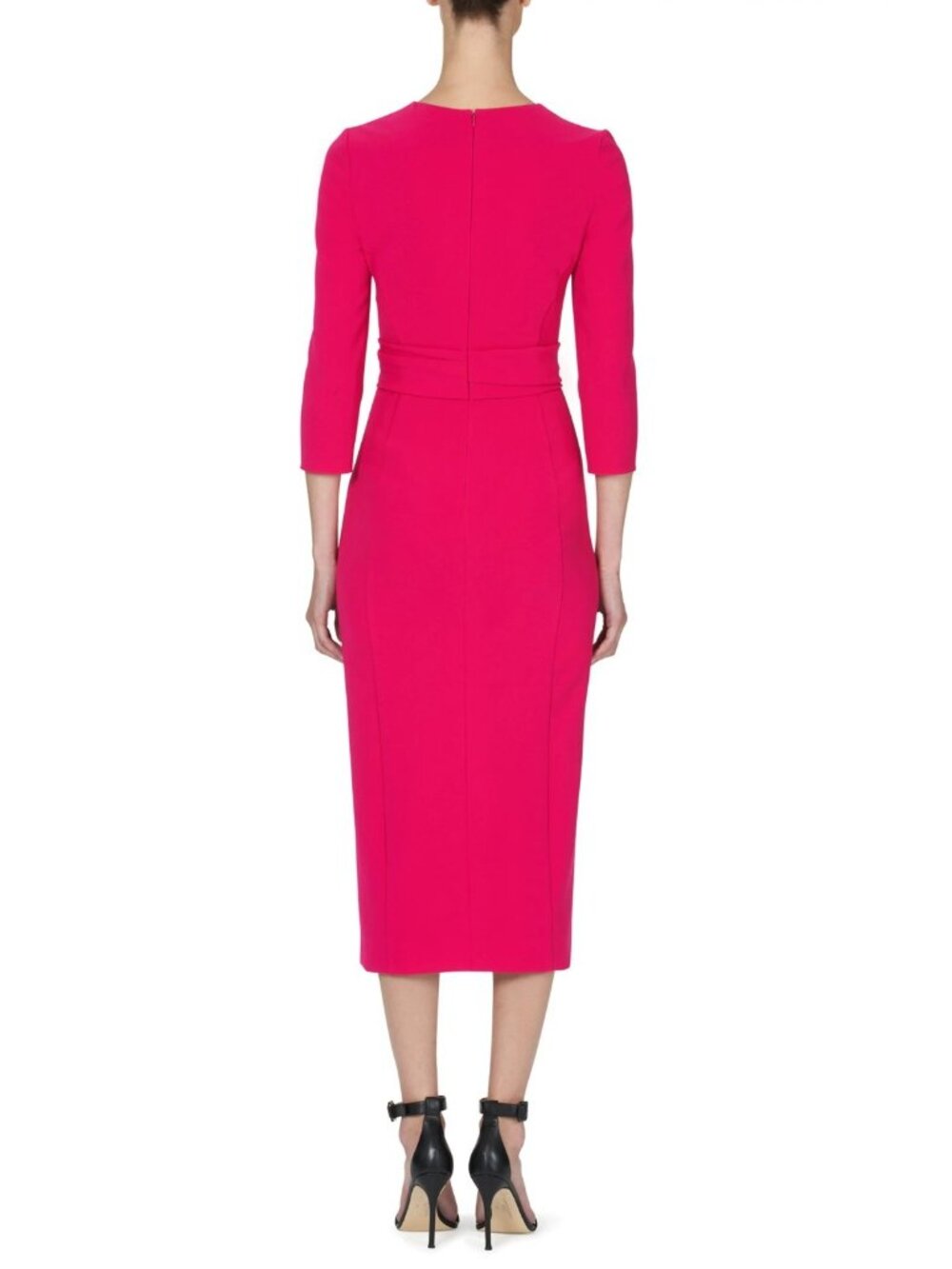 Carolina Herrera Twist Detail Womens Front Slit Midi Sheath Dress Begonia Size 6 - Picture 2 of 9